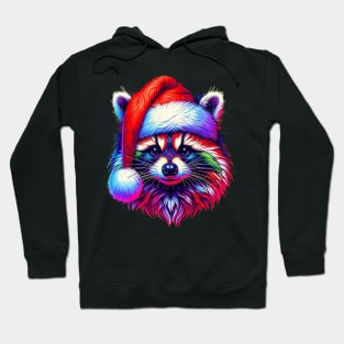 Festive Raccoon in Santa Hat Hoodie